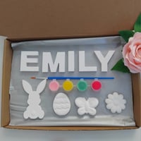 Handmade plaster paint your own name, Kids Easter Craft Activity, Easter Gift 🐇🐣