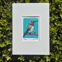 Image 3 of Hummingbird- Blue Limited Edition Gocco Screenprint ACEO