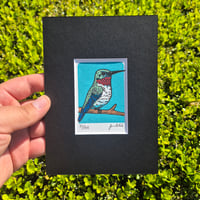 Image 4 of Hummingbird- Blue Limited Edition Gocco Screenprint ACEO