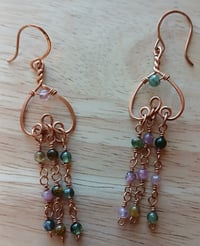 Image 1 of Ochre Jewel Tones of Tourmaline Chandelier Copper Earrings 💗