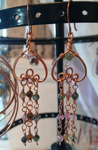 Image 3 of Ochre Jewel Tones of Tourmaline Chandelier Copper Earrings 💗