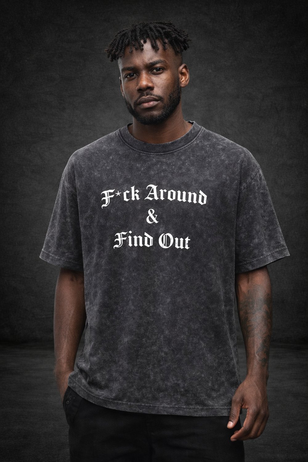 Image of F*ck around & find out washed tee dark grey
