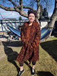 Image 3 of Paisley Fringe Festival Coat – Orange & Black Boho Rave Jacket