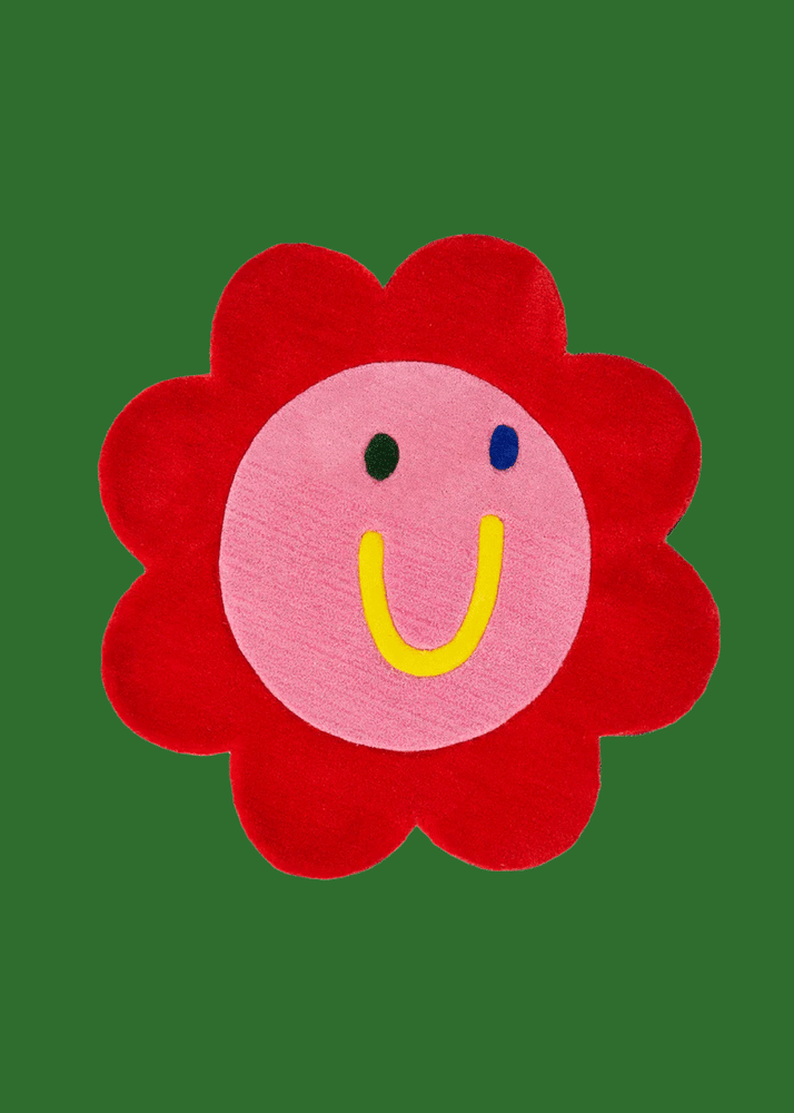 Image of Happy Flower Rug - Cherry Red