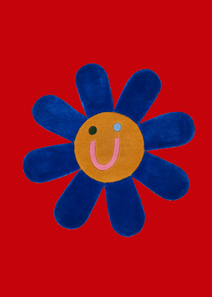 Image of Happy Flower Rug - Blue Daisy