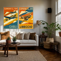 Image 1 of Set 2 stampe Fine Art ispirate al Caproni Ca. 309 e Caproni Ca. 310