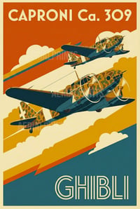 Image 2 of Set 2 stampe Fine Art ispirate al Caproni Ca. 309 e Caproni Ca. 310