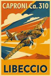 Image 3 of Set 2 stampe Fine Art ispirate al Caproni Ca. 309 e Caproni Ca. 310