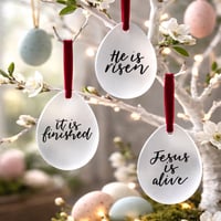 Hand Lettered Christian Frosted Easter Egg Decoration