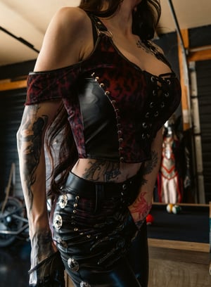 Image of Toxic Vision Midnight leopard off the shoulder top