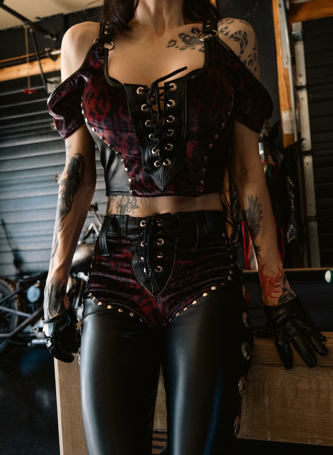 Image of Toxic Vision Midnight leopard off the shoulder top