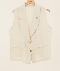 Striped Linen Vest — Ecru