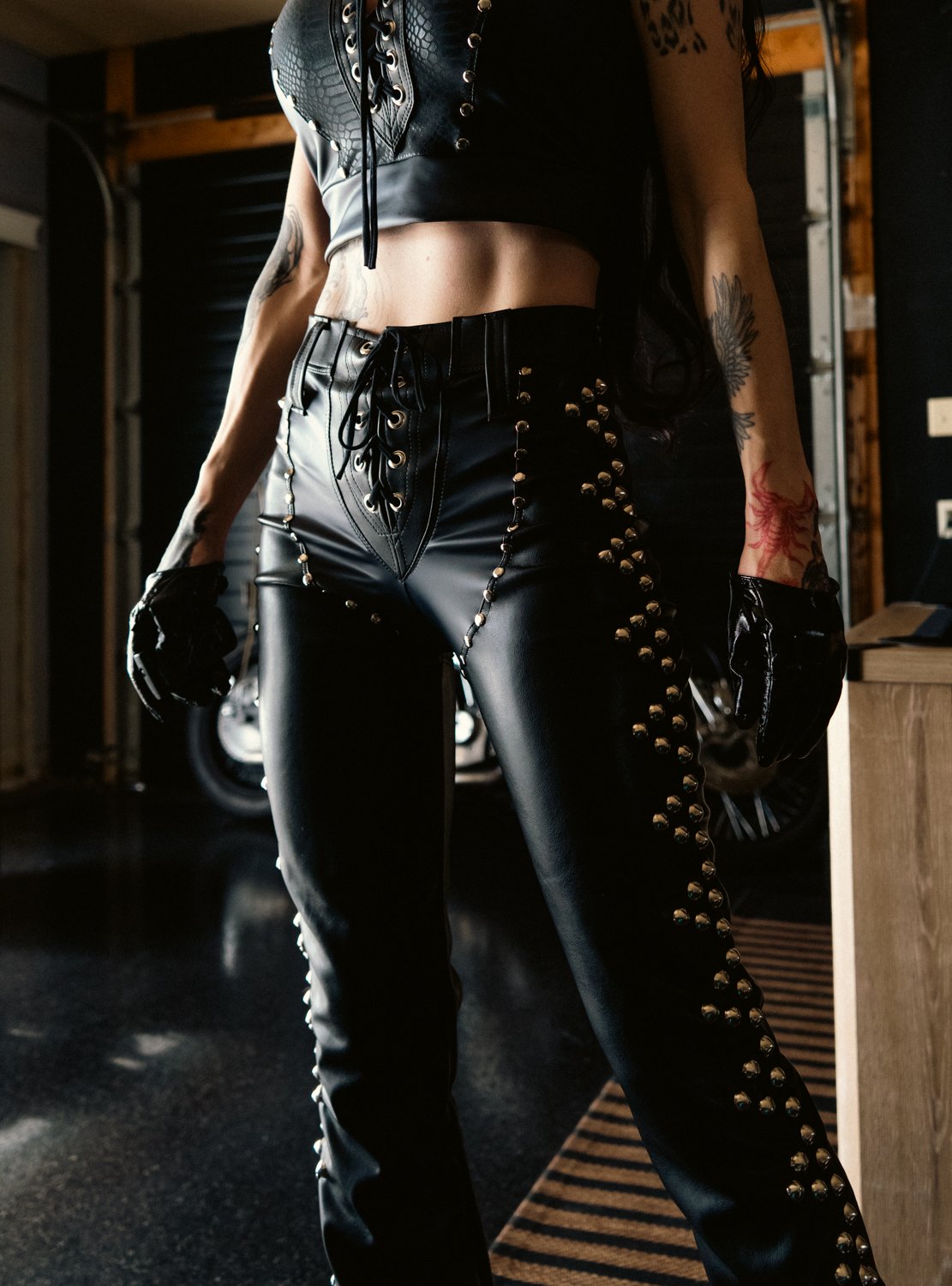 Image of Toxic Vision Midnight studded pants 