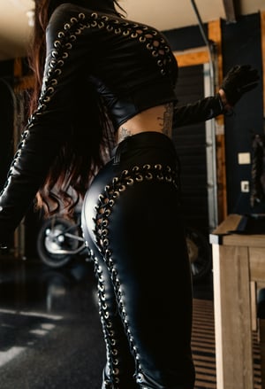 Image of Toxic Vision Midnight laced up cigarette pants 