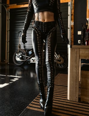 Image of Toxic Vision Midnight laced up cigarette pants 