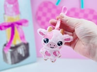 Image 1 of Pink Chibi Cow Cute Bag Charm Plushie