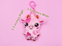 Image 3 of Pink Chibi Cow Cute Bag Charm Plushie