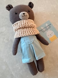 Image 3 of Pepita Bear Doll-Blue Overalls 
