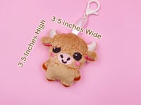 Image 3 of Highland Cow Cute Bag Charm Plushie
