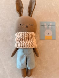 Image 1 of Pepita Bunny Doll-Blue Overalls