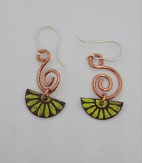 Image 1 of Mini fan earrings in green