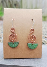 Image 2 of Green fan earrings 