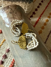 Image 5 of  Beaded brass earrings in natural color .  n211