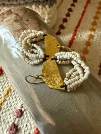 Image 6 of  Beaded brass earrings in natural color .  n211