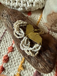 Image 7 of  Beaded brass earrings in natural color .  n211