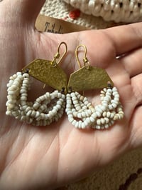 Image 8 of  Beaded brass earrings in natural color .  n211