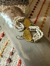 Image 9 of  Beaded brass earrings in natural color .  n211