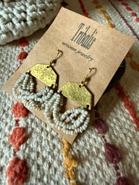 Image 10 of  Beaded brass earrings in natural color .  n211