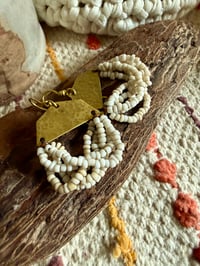 Image 11 of  Beaded brass earrings in natural color .  n211