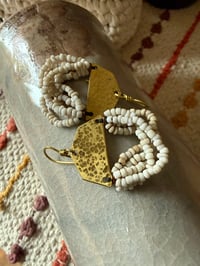 Image 12 of  Beaded brass earrings in natural color .  n211