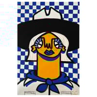 Image 2 of Blue Checker Cowgirl Print