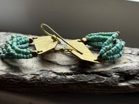 Image 4 of Beaded brass earrings in blue  . n7