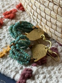 Image 5 of Beaded brass earrings in blue  . n7