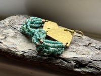 Image 7 of Beaded brass earrings in blue  . n7
