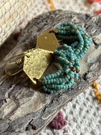 Image 8 of Beaded brass earrings in blue  . n7