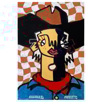 Image 2 of Orange Checker Cowboy Print