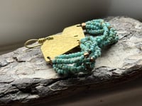 Image 2 of Beaded brass earrings in blue  . n7