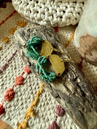 Image 11 of Beaded brass earrings in blue  . n7