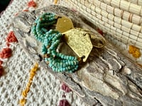 Image 3 of Beaded brass earrings in blue  . n7