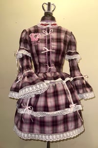 Image 1 of 4-piece pink plaid x white princess set