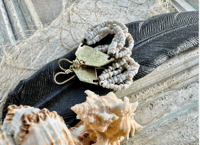 Image 1 of  Beaded brass earrings in natural color .  n211