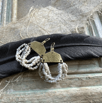 Image 14 of  Beaded brass earrings in natural color .  n211