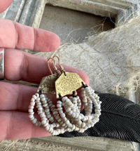 Image 3 of  Beaded brass earrings in natural color .  n211