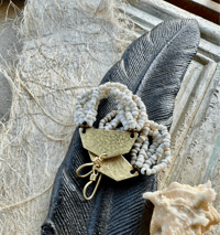 Image 15 of  Beaded brass earrings in natural color .  n211