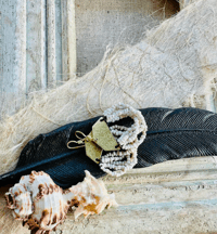 Image 16 of  Beaded brass earrings in natural color .  n211