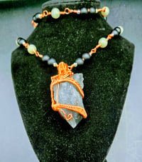 Image 1 of Black Onyx Geode Stone Pendant/Necklace with matching Bracelet 